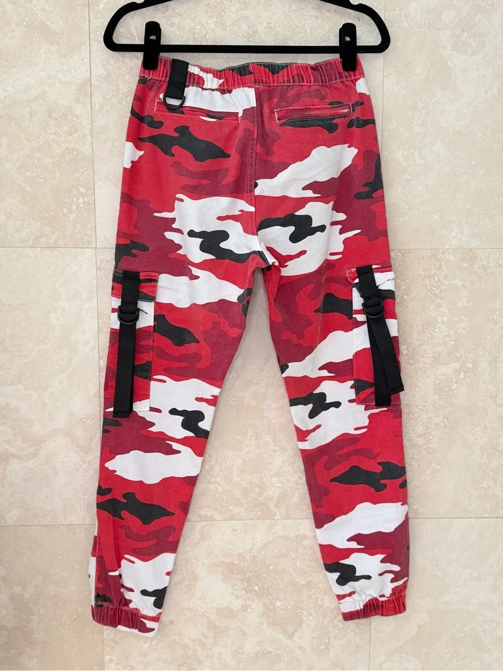 Kréamy Red Camo Cargo Jogger Pants Utility Streetwear Size M